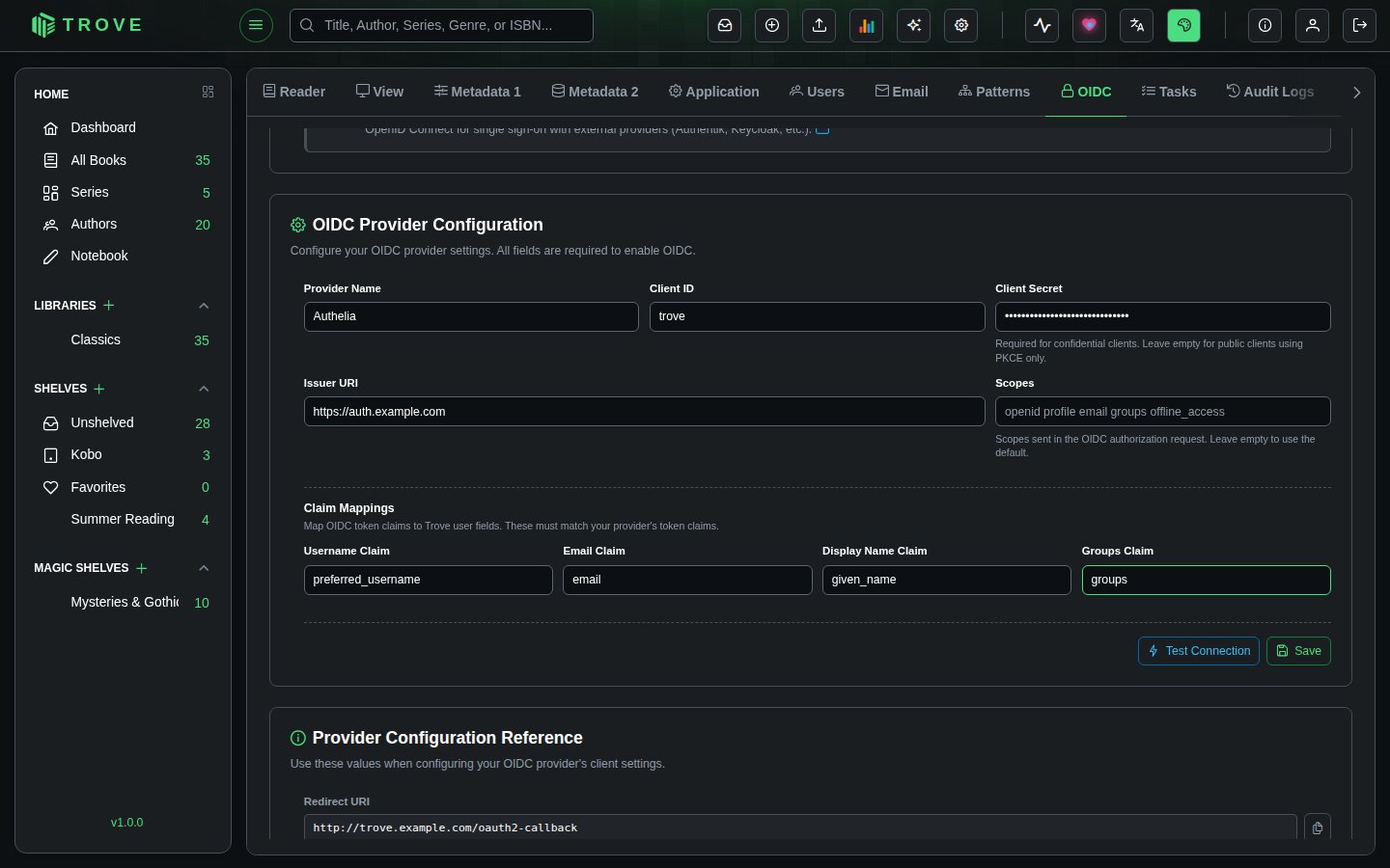 Trove OIDC Settings