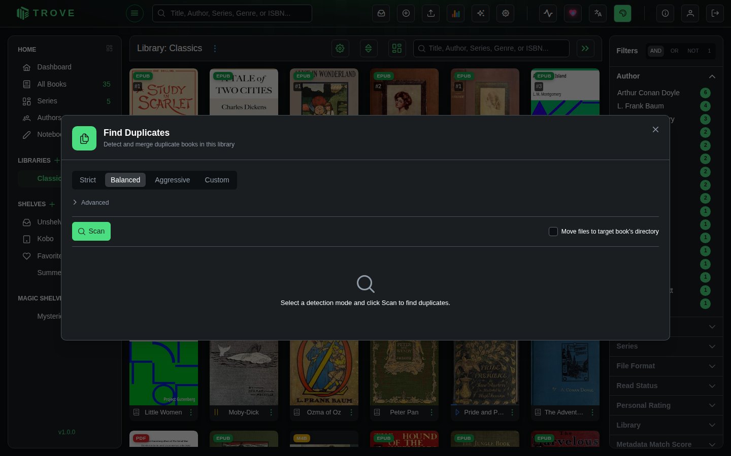 Find Duplicates Dialog