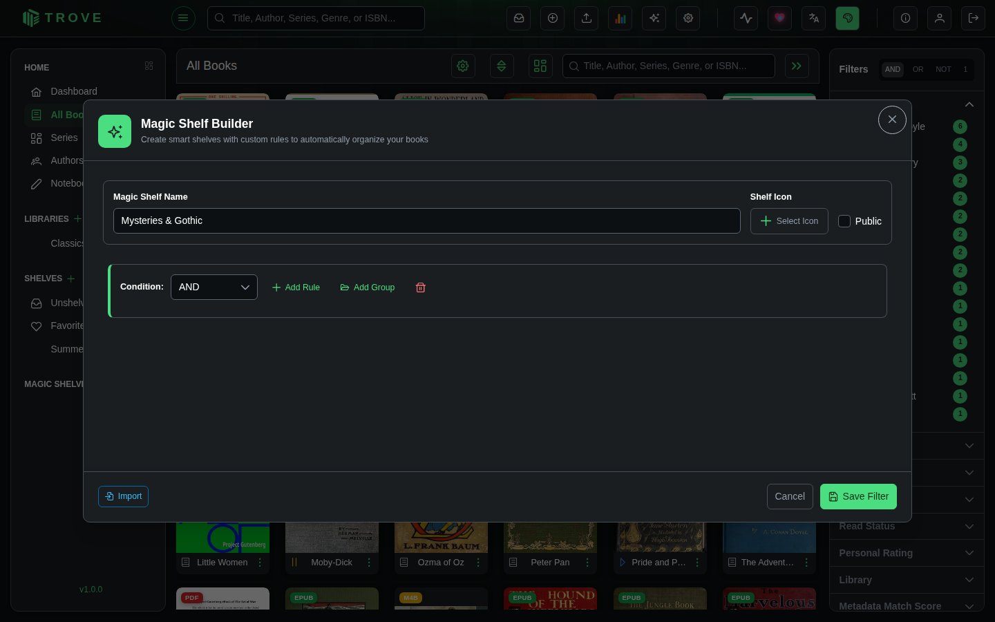 The new magic shelf dialog