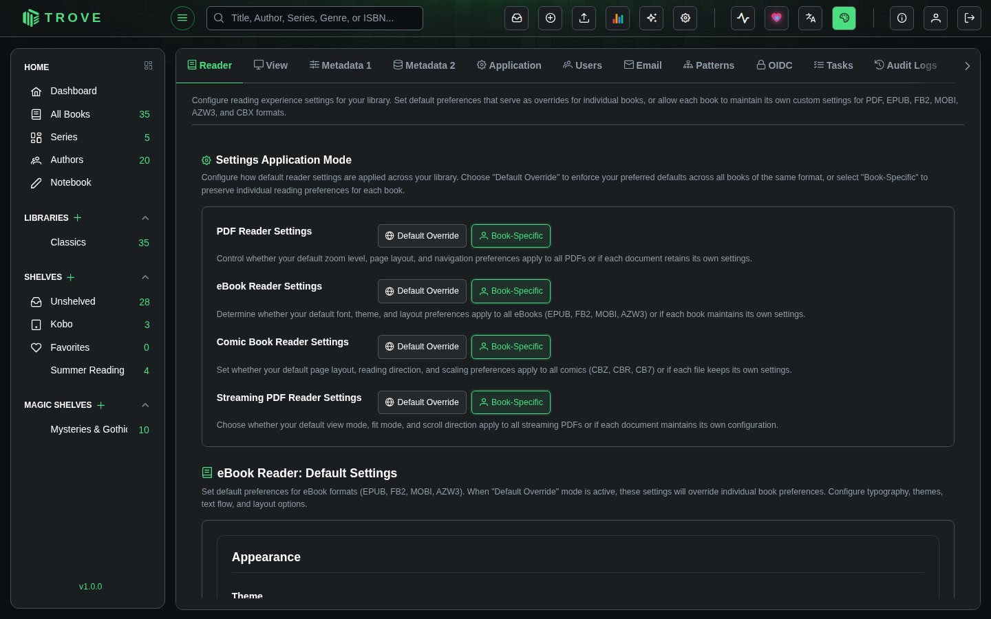 Settings Application Mode