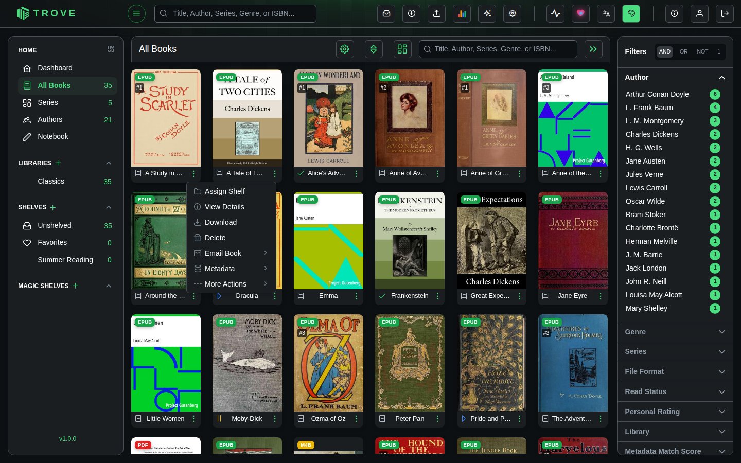 Single Book Menu