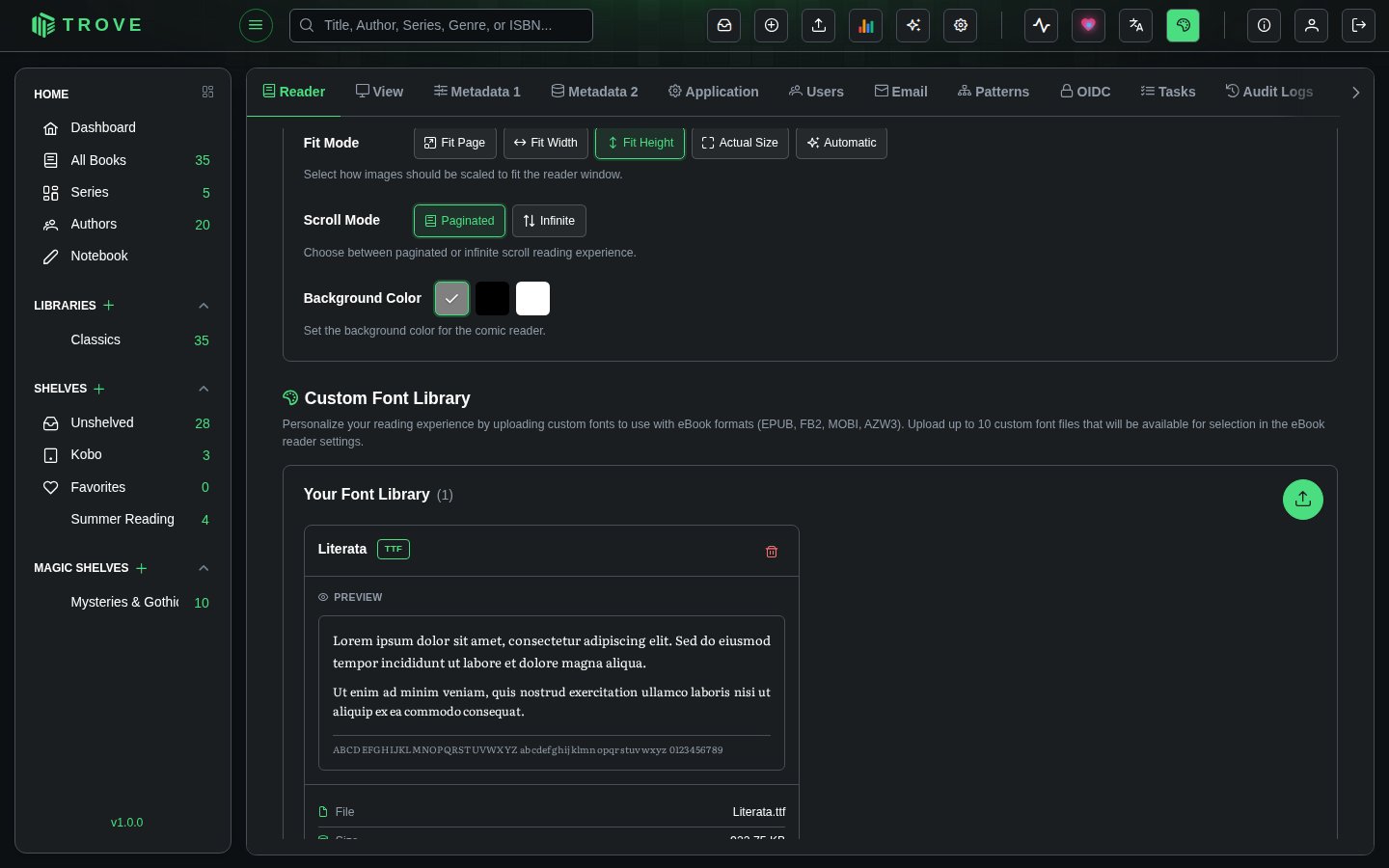 The Custom Font Library, empty