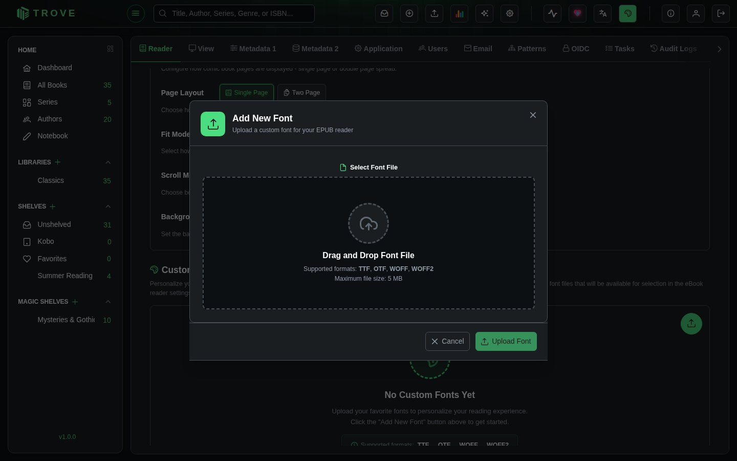 The Add New Font dialog