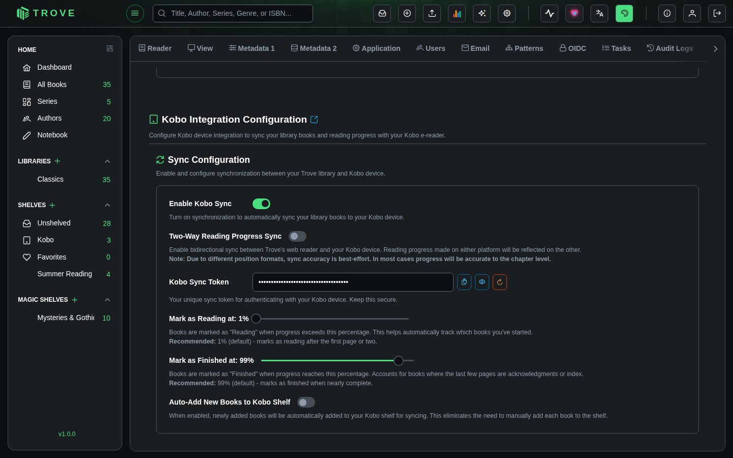 Kobo sync settings