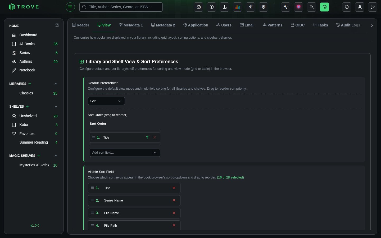 Library and Shelf View & Sort Preferences